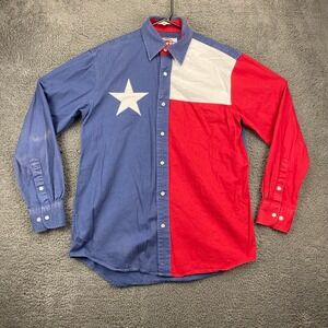 Larro Texas Flag Button Up Shirt Novelty Patriotic Western Mens‎ Size M